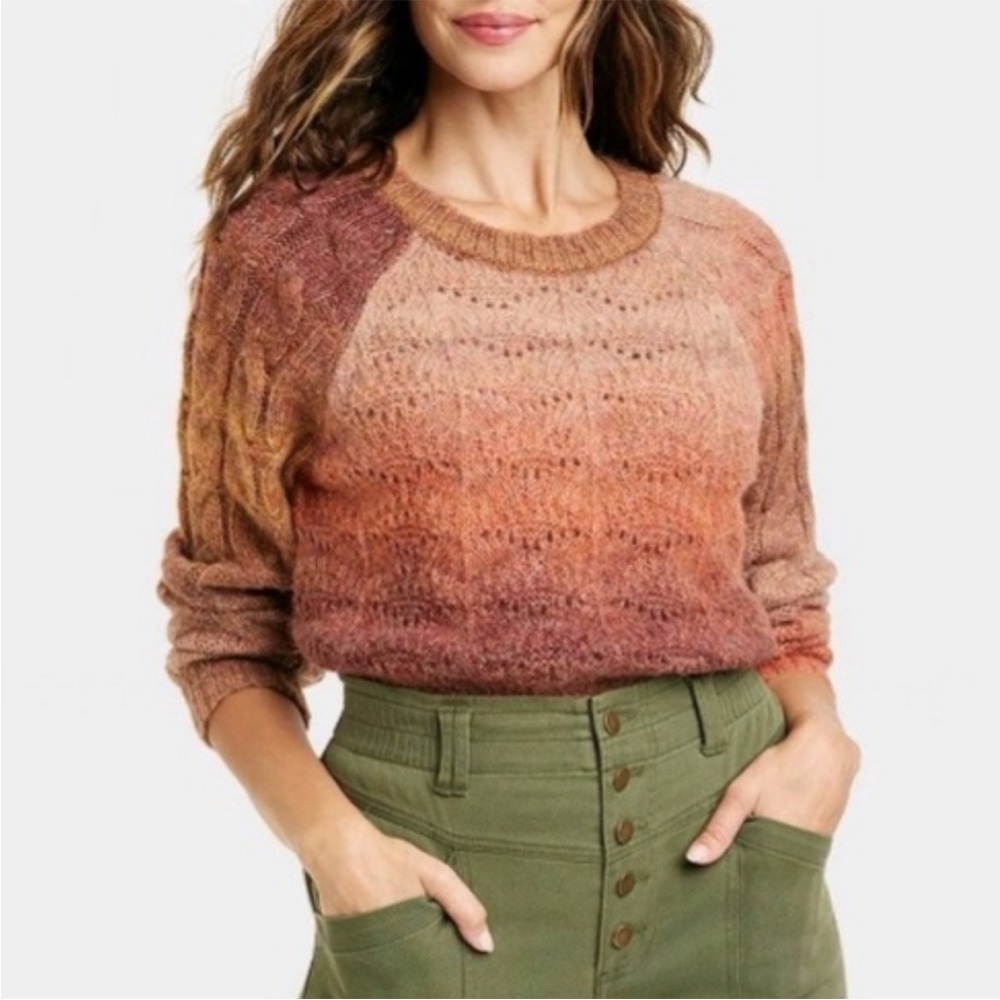 New-Knox Rose-S-rust colors-long sleeve, pullover, marled crewneck sweater